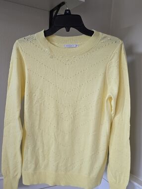 Staccato Yellow Pointelle Crewneck Sweater